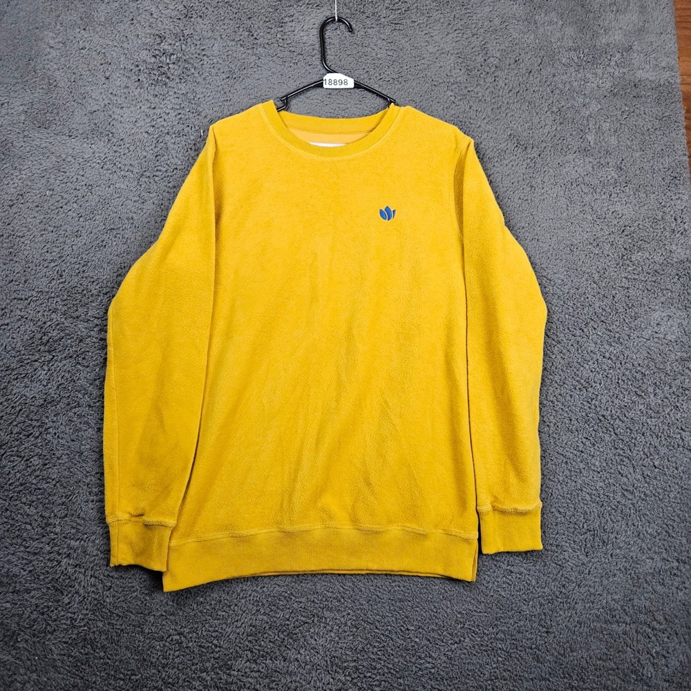 Dutch Bros Coffee Yellow Crewneck Sweatshirt Logo Embroidered Medium Cotton